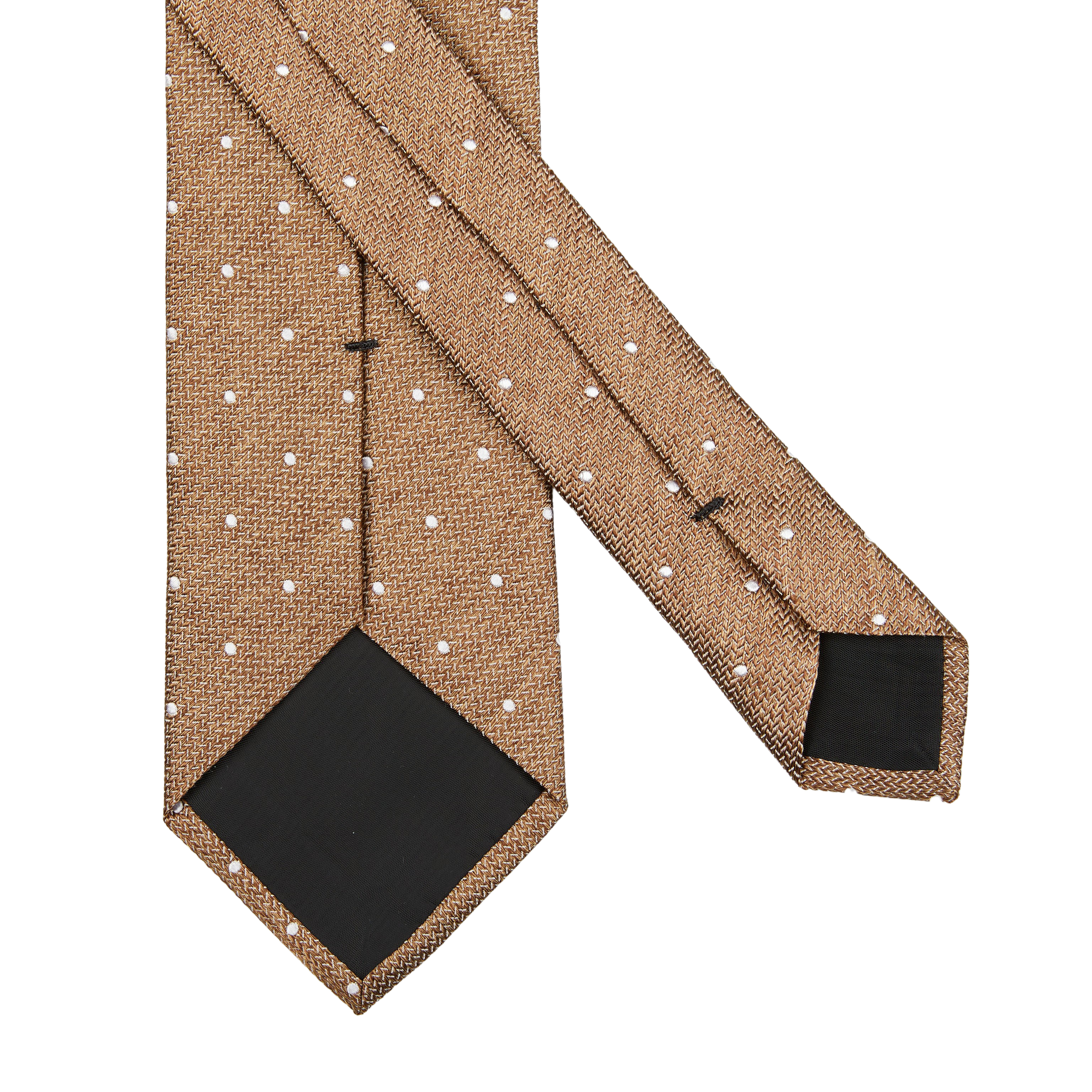 A Brown Dot Silk Lined Tie by Amanda Christensen on a white background.