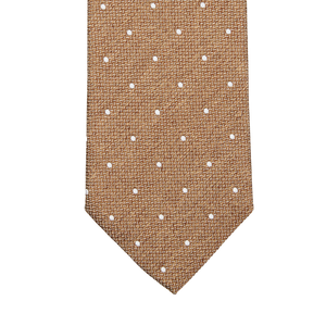 A Brown Dot Silk Lined Tie with white dots by Amanda Christensen.
