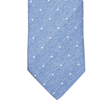 A Light Blue White Dot Silk Lined Tie by Amanda Christensen.
