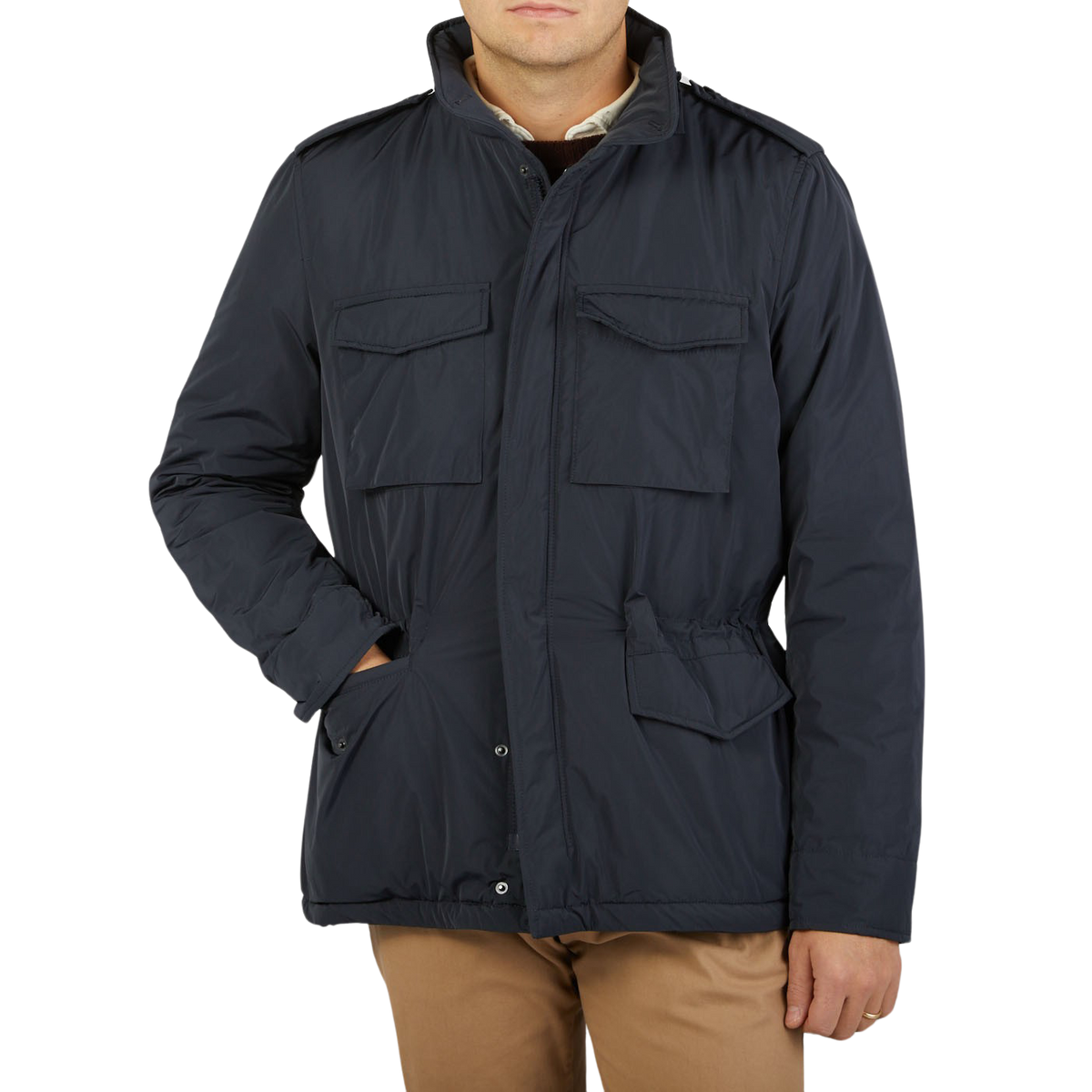 Aspesi | Navy Blue Nylon Padded Field Jacket