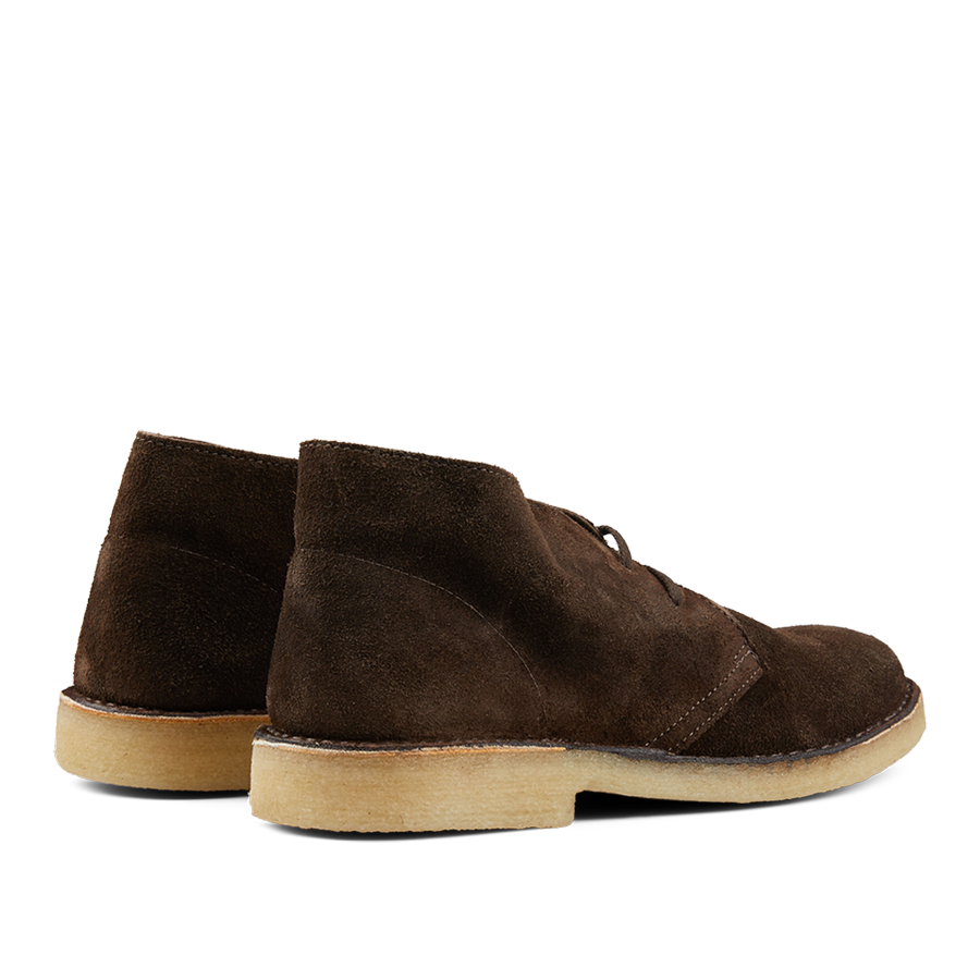 A pair of Astorflex Dark Chestnut Suede Driftflex unlined boots with crepe soles.