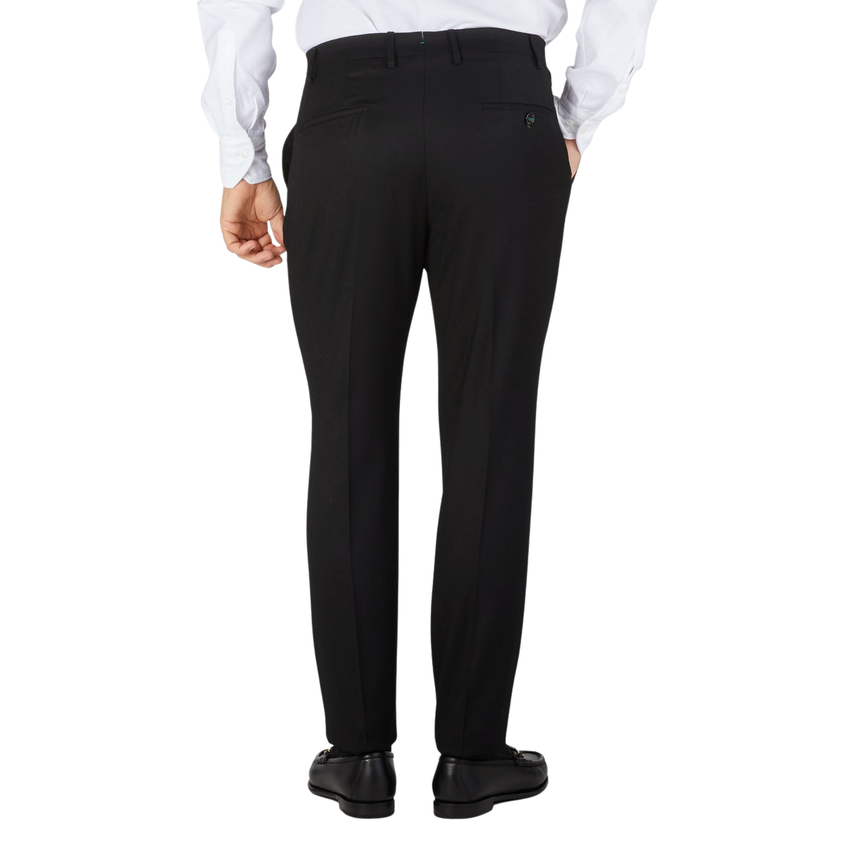 Berwich  Black Wool Flannel Flat Front Trousers – Baltzar