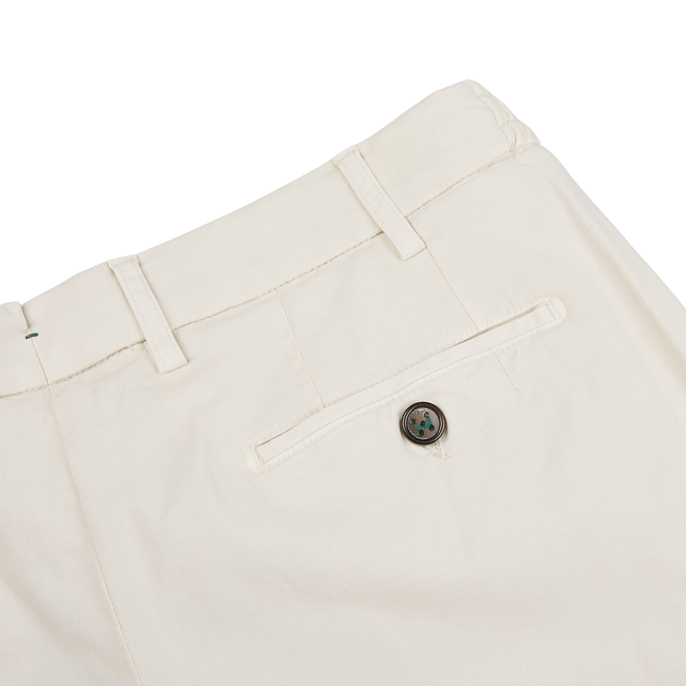 A pair of Light Beige Cotton Stretch Chinos from Berwich with a button on the side.