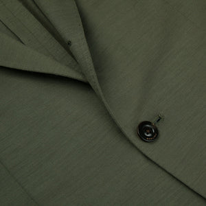 A close up of a Boglioli Dark Green Wool Jersey K Jacket with regular fit and buttons.