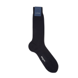 A pair of Navy Blue Ribbed Wool Nylon Socks with a Bresciani label.