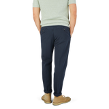 The man is wearing Briglia Navy Blue Cotton Linen BG59 Pleated Chinos.