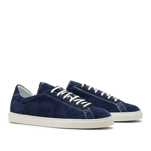 A pair of Navy Blue Suede Leather Racquet Sneakers from CQP.