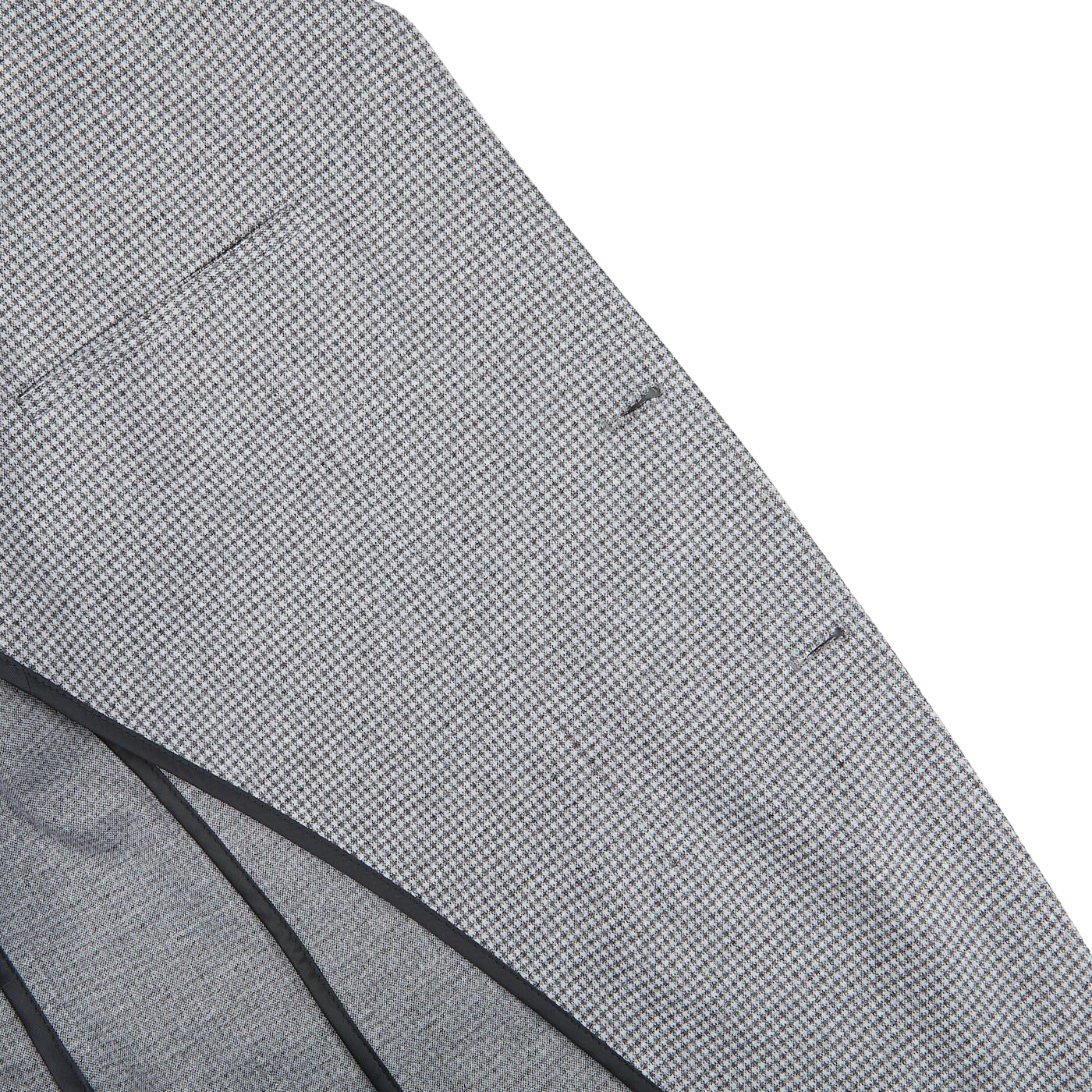 A close up of a Canali Light Grey Houndstooth Cotton Jersey Blazer.