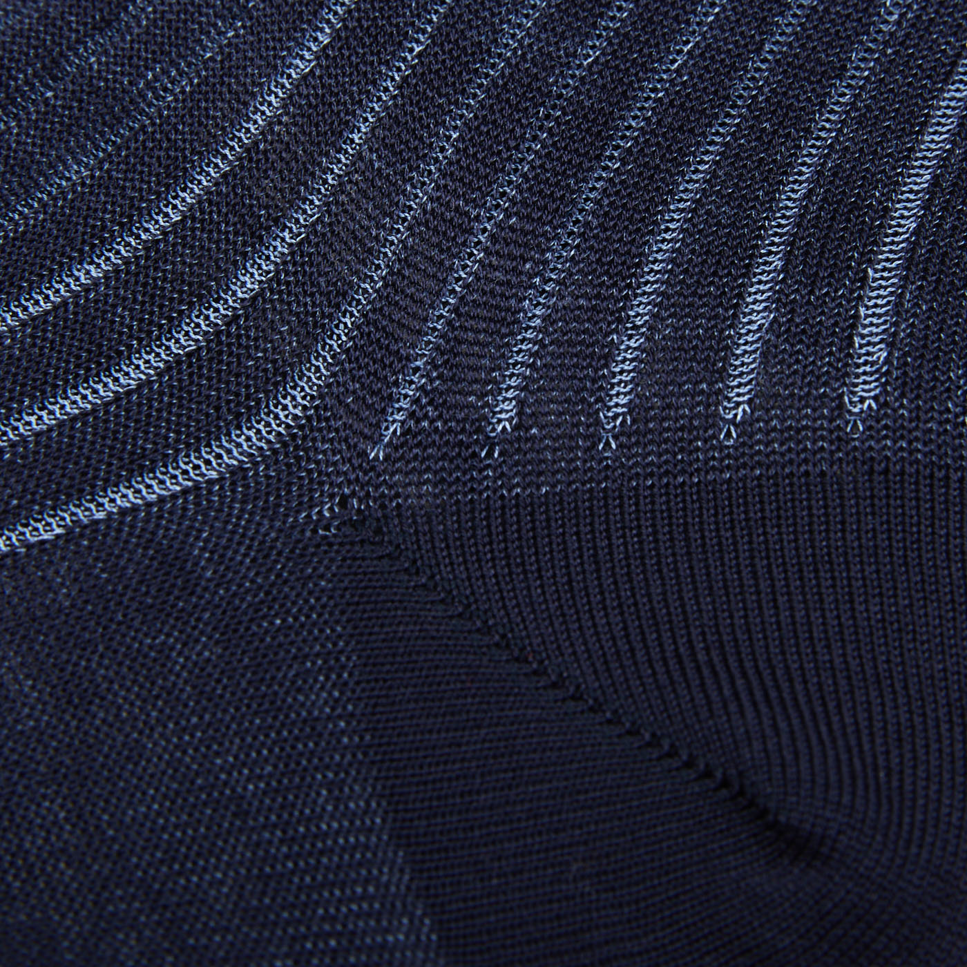 A close up image of a blue Navy Ribbed Cotton Vanisee sock by Canali.