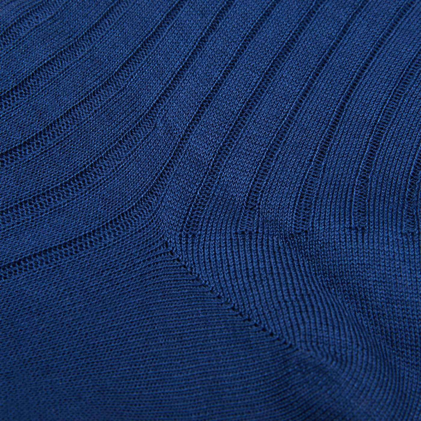 A close up image of a Royal Blue Ribbed Cotton Sock made by Canali.