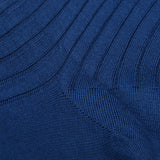 A close up image of a Royal Blue Ribbed Cotton Sock made by Canali.