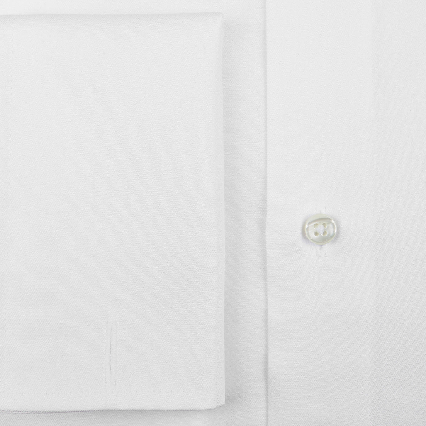 A formal White Cotton Double Cuff Plain Dress Shirt with a pocket and cufflinks, by Canali.