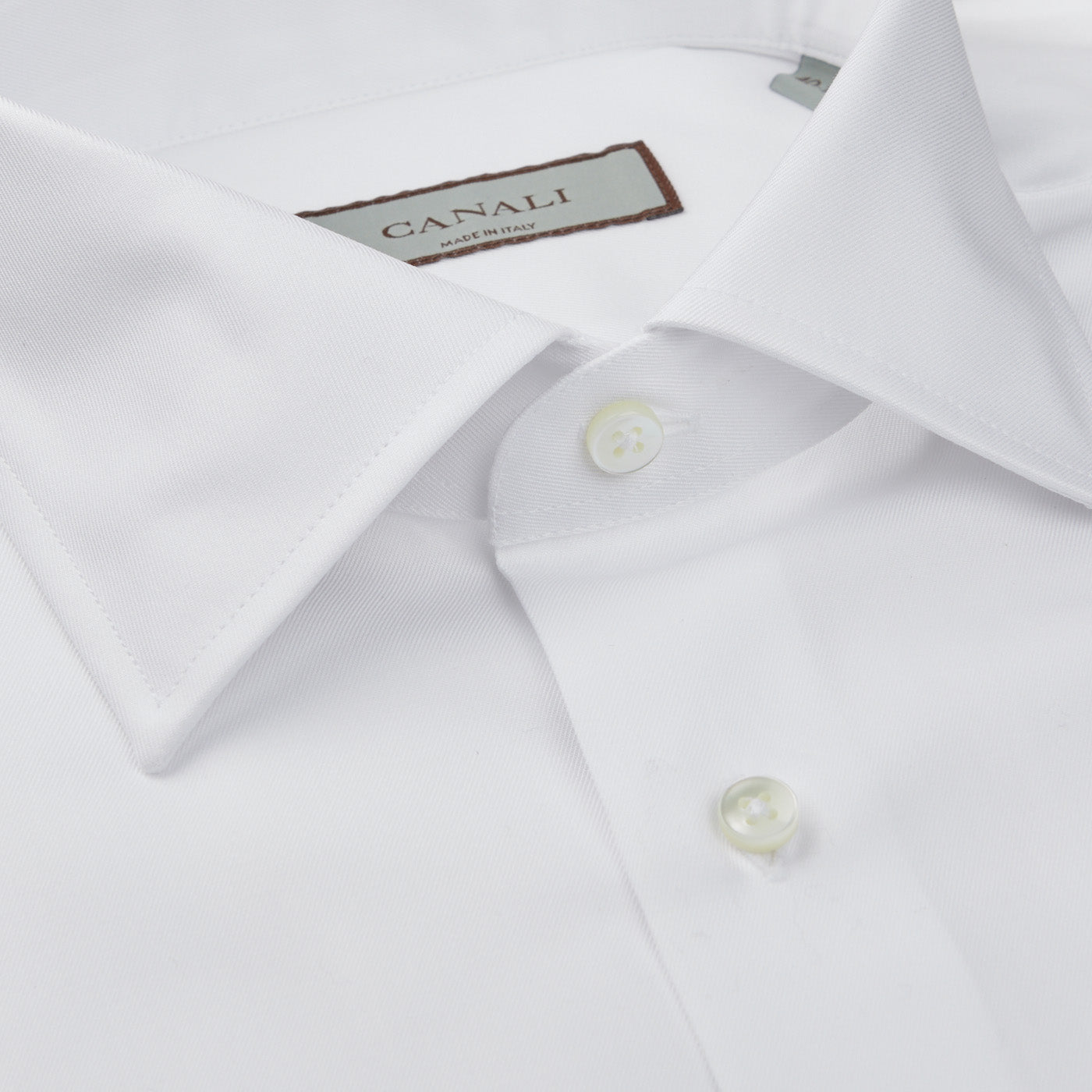An ultra-soft white cotton single cuff shirt by Canali.