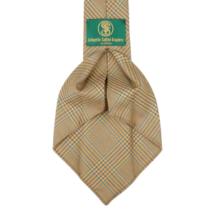 Dreaming of Monday Beige Checked 7-Fold Vintage French Wool Tie Open