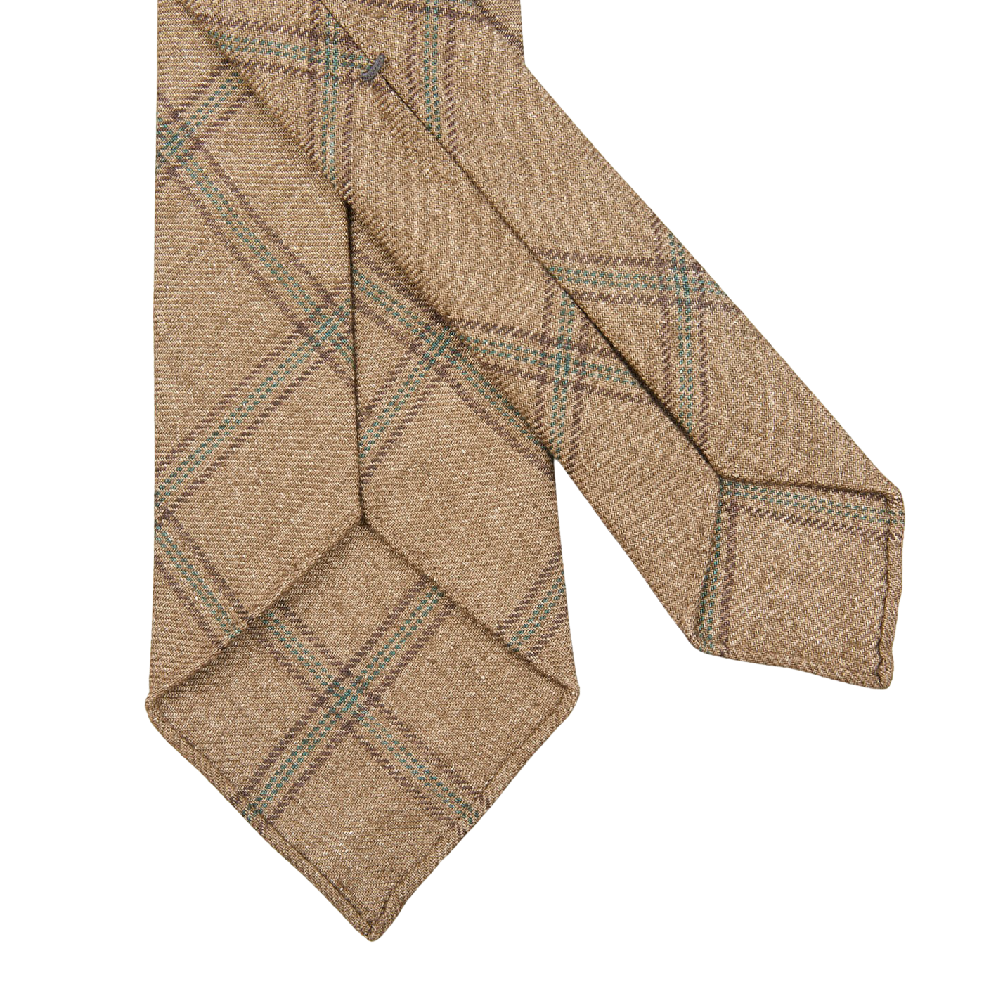 Dreaming of Monday Brown Windowpane 7-Fold French Linen Tie Back