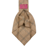 Dreaming of Monday Brown Windowpane 7-Fold French Linen Tie Open