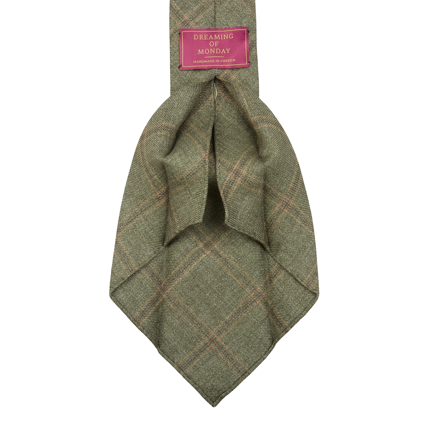 Dreaming of Monday Green Windowpane 7-Fold French Linen Tie Open