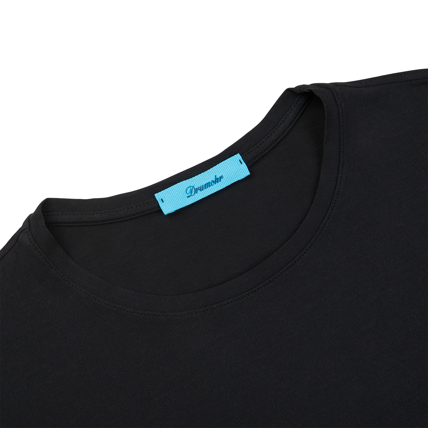 This Black Ice Cotton LS T-Shirt from Drumohr features a blue label on the back.