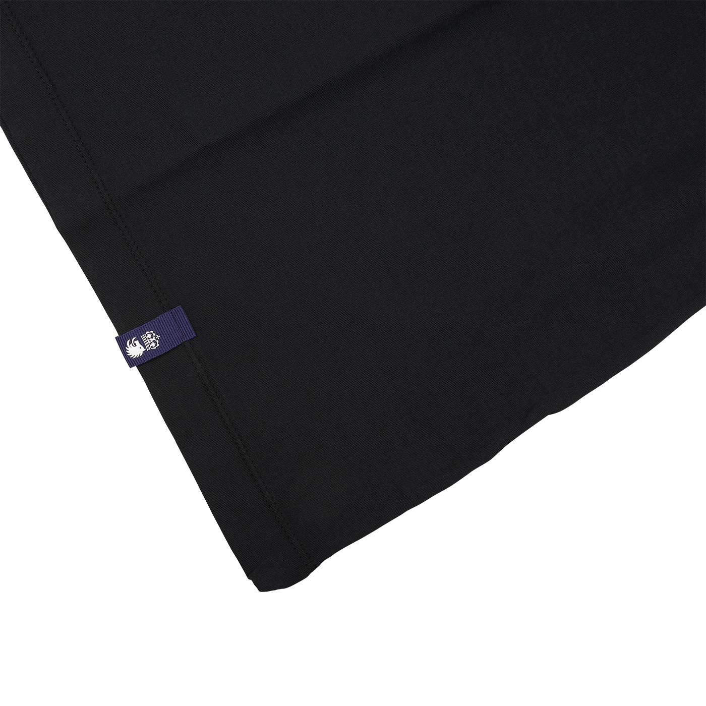 A Black Ice Cotton LS T-Shirt with a purple logo from Italy by Drumohr.