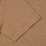 A close-up of a Drumohr Coffee Brown Cotton Linen T-shirt.