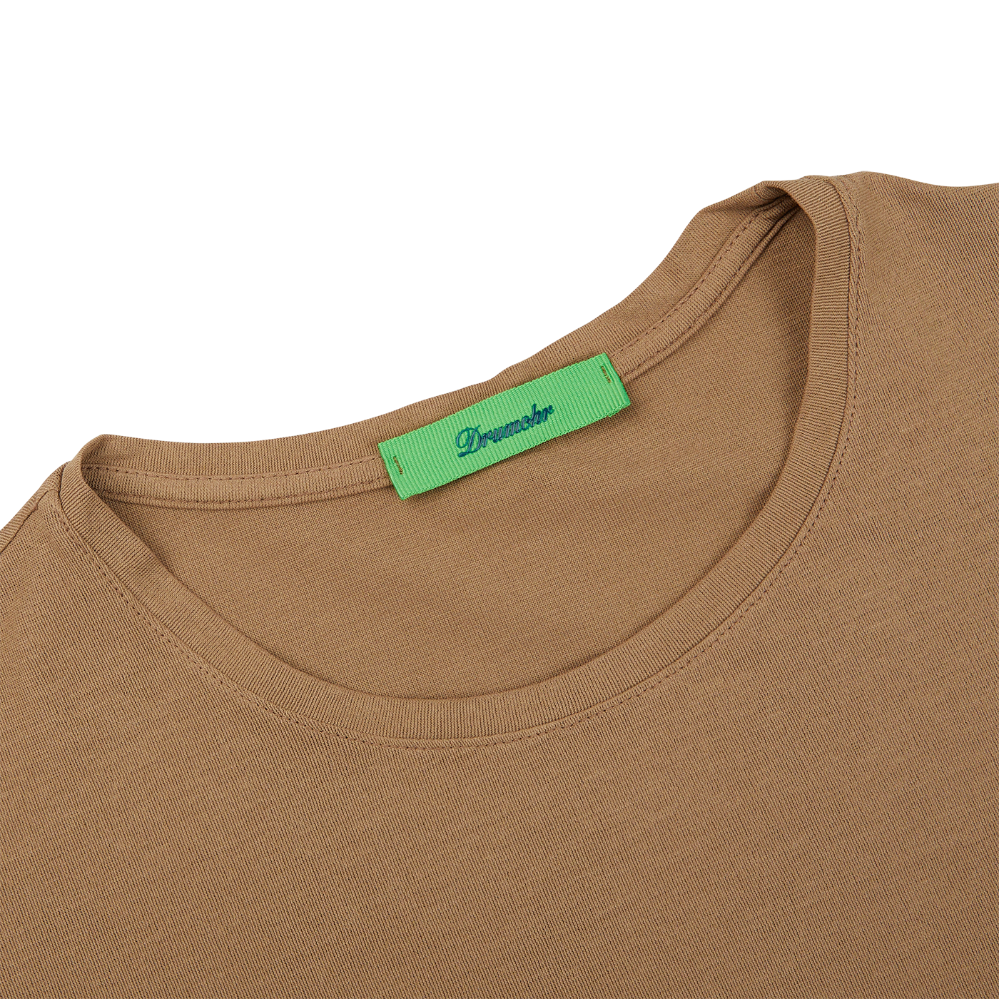 A Coffee Brown Ice Cotton LS T-Shirt with a green label by Drumohr.