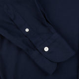 Finamore Dark Blue Cotton Flannel Casual Shirt Cuff