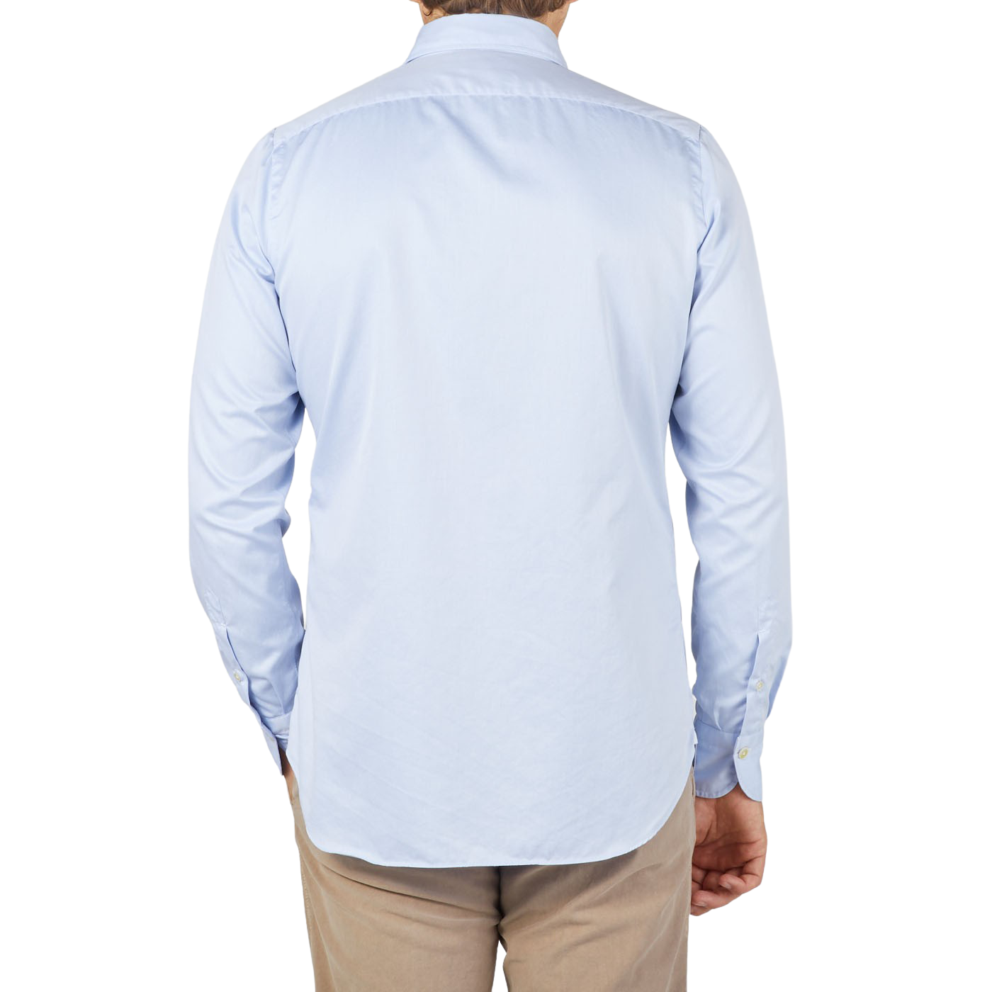 Finamore Light Blue Fine Cotton Twill Cut-Away Shirt Back