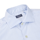 Finamore Light Blue Fine Cotton Twill Cut-Away Shirt Collar