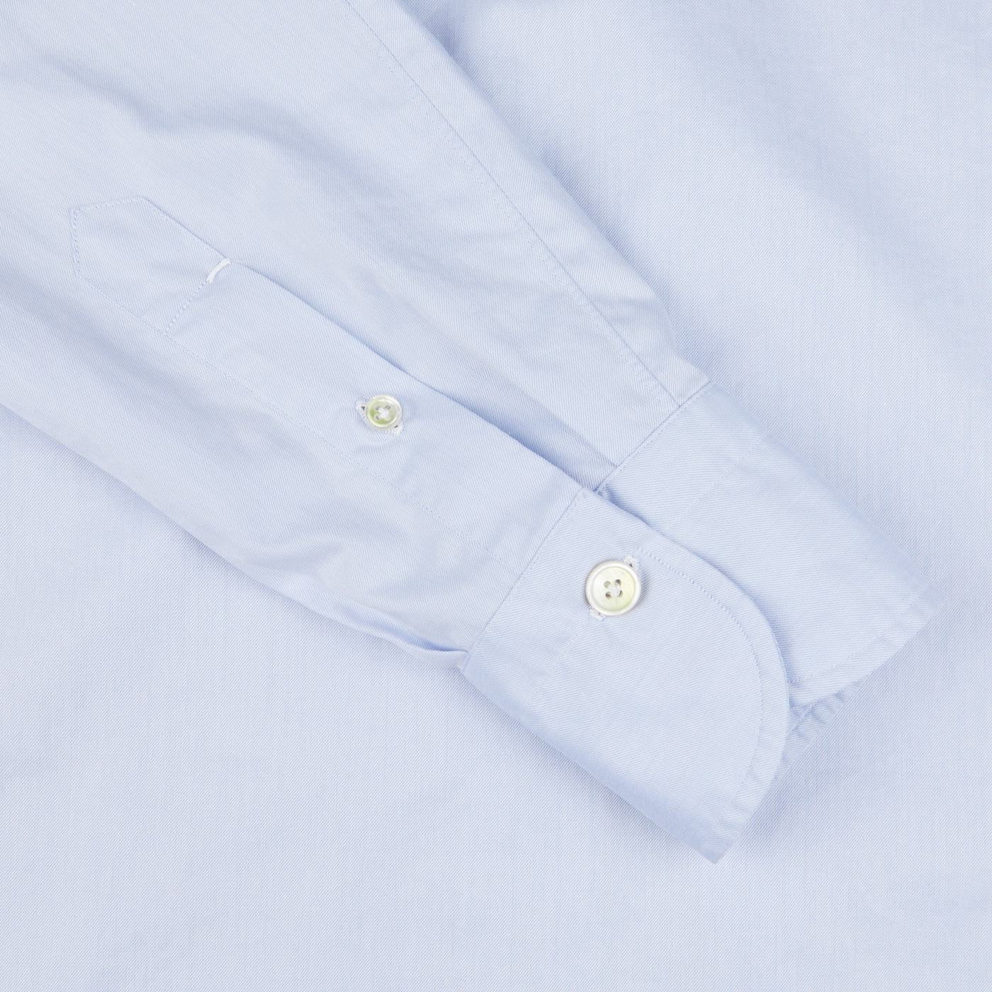 Finamore Light Blue Fine Cotton Twill Cut-Away Shirt Cuff