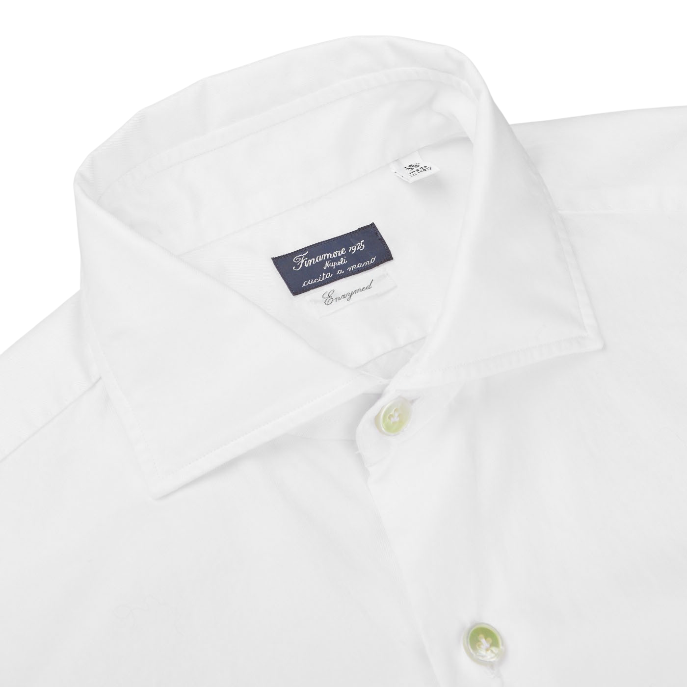 Finamore White Fine Cotton Twill Cut-Away Shirt Collar