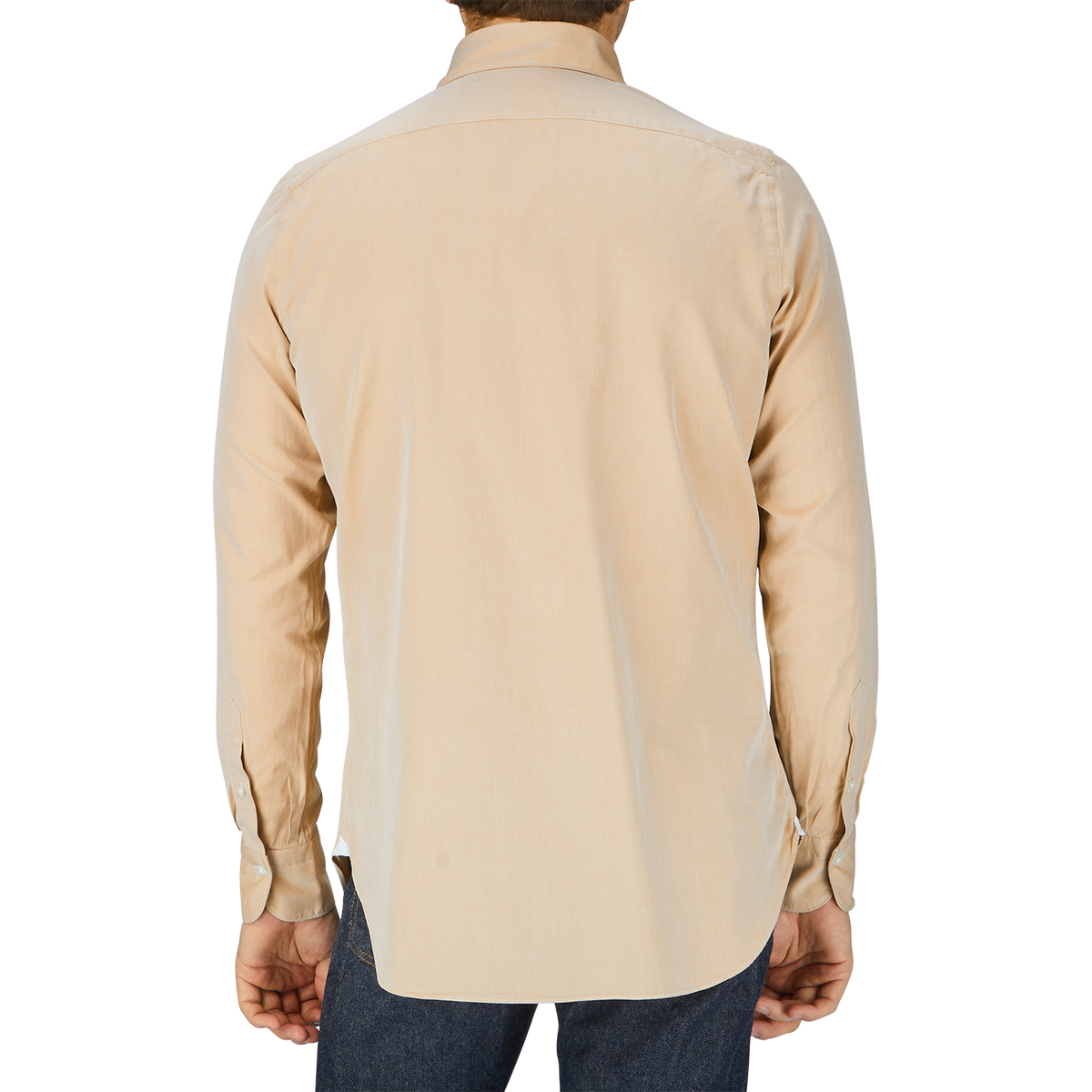 Finamore | Sand Beige Washed Cotton Twill Shirt