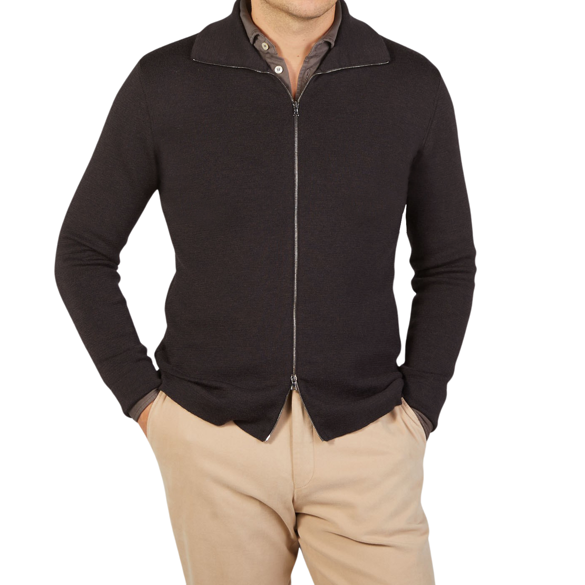 Gran Sasso  Brown Melange Wool Nylon Padded Jacket – Baltzar
