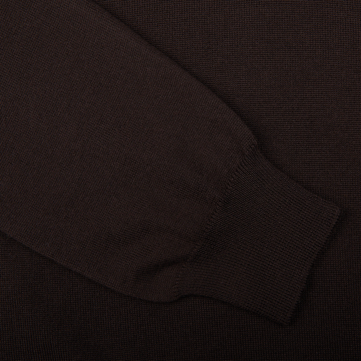 A close up of a Gran Sasso dark brown sweater made with merino wool.