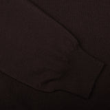 A close up of a Gran Sasso dark brown sweater made with merino wool.