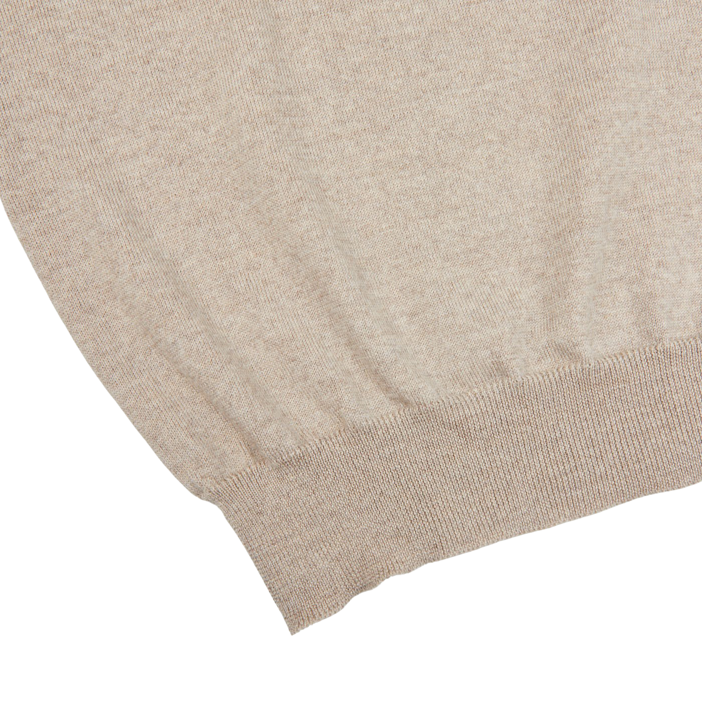 A close up of a Light Beige Merino Wool One-Piece Collar Polo Shirt by Gran Sasso on a white surface.