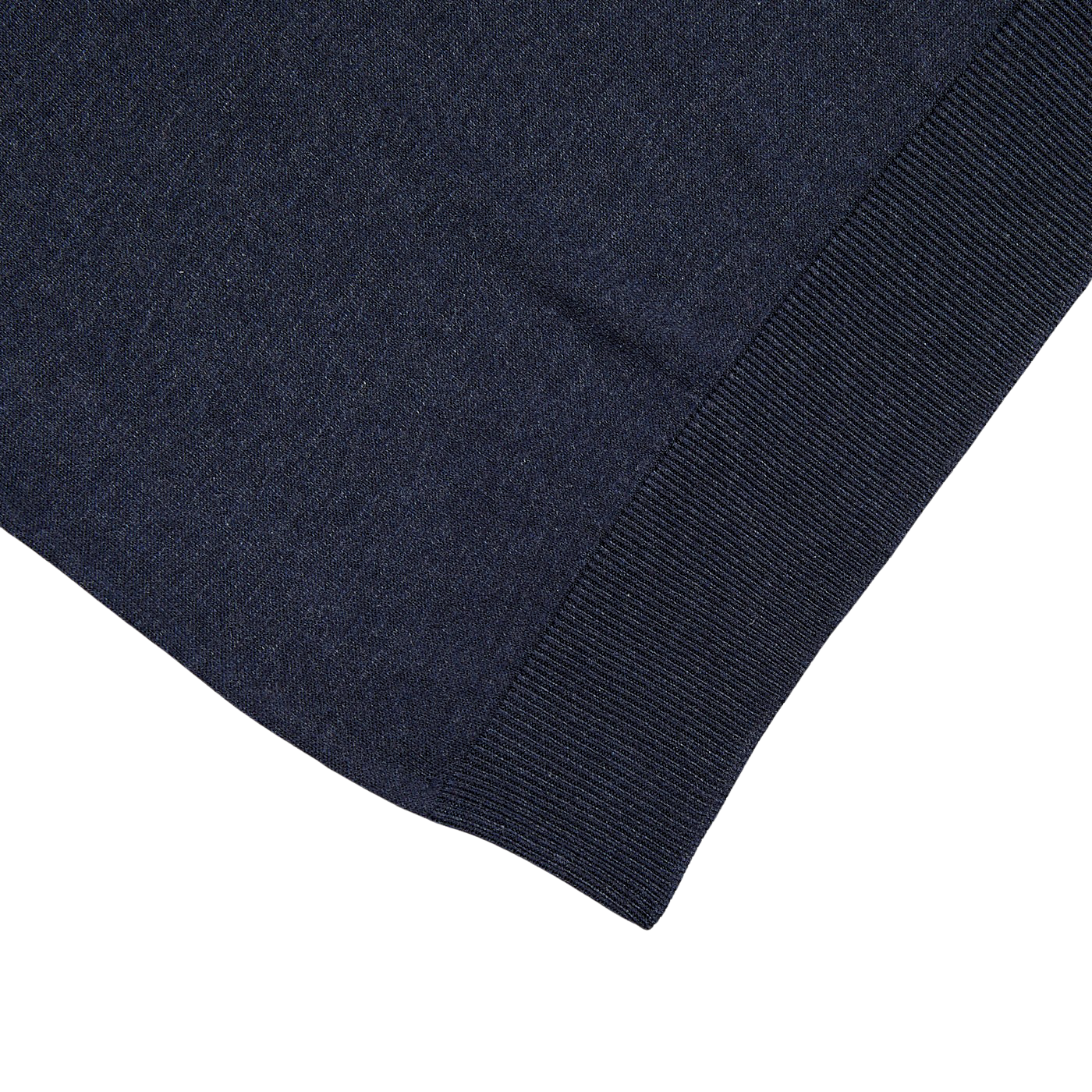 A close up of a Navy Blue Knitted Silk Polo Shirt with a textured Gran Sasso finish.