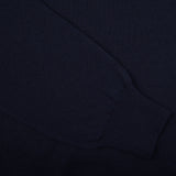A close up of a Gran Sasso Navy Merino Wool One-Piece Collar Polo Shirt.