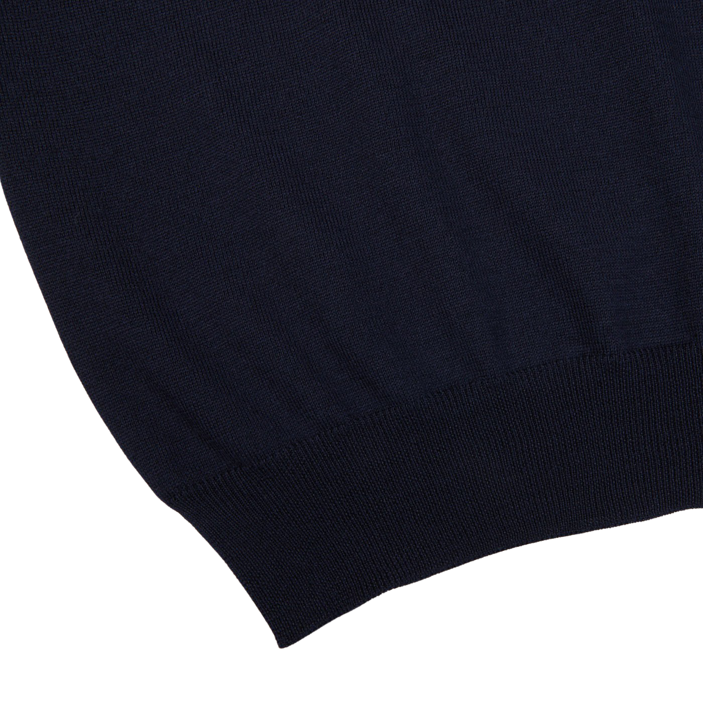 A close up of a Gran Sasso Navy Merino Wool One-Piece Collar Polo Shirt on a white surface.