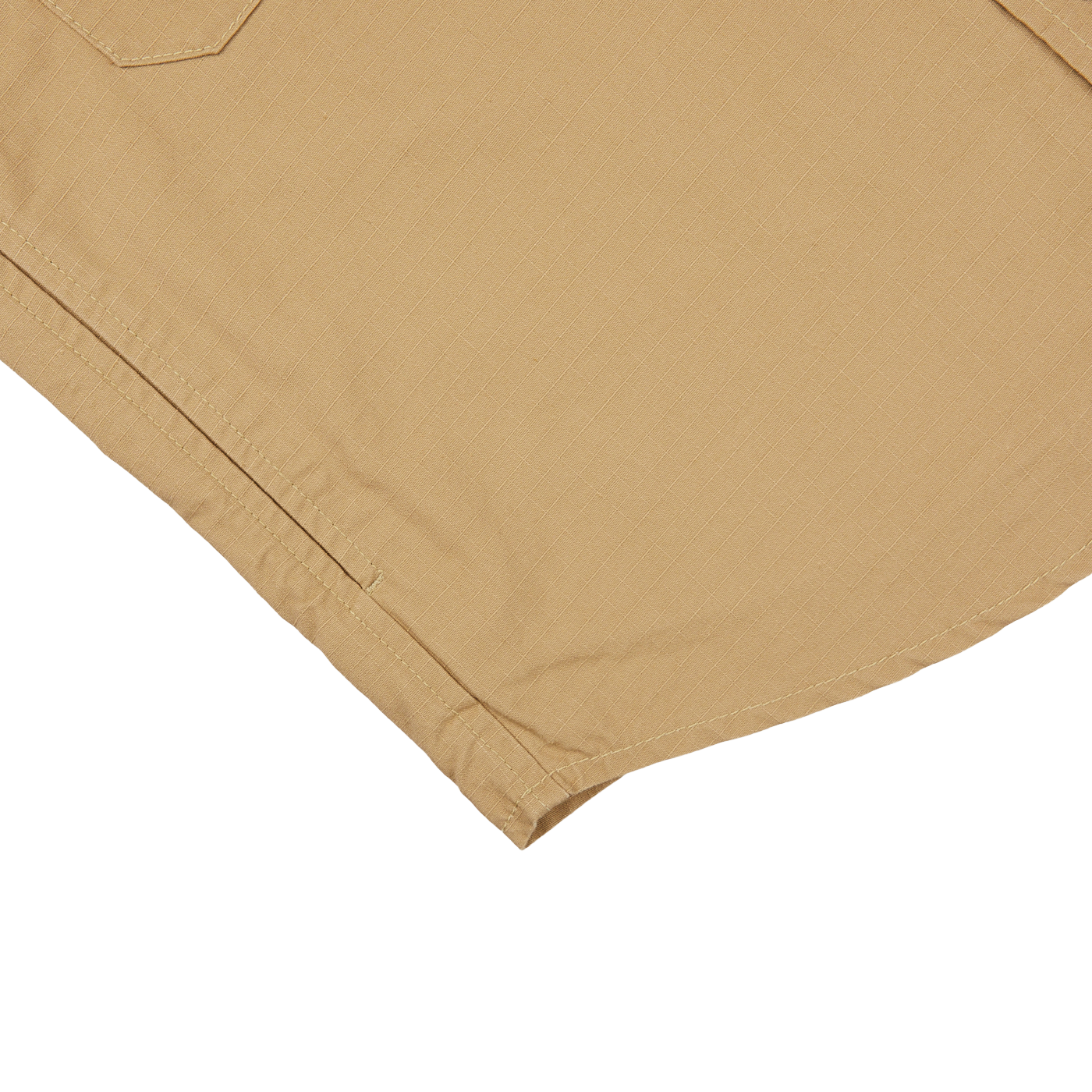 A Camel Beige Cotton Ripstop Country Overshirt with a pocket on the front, inspired by military garments from Manifattura Ceccarelli.