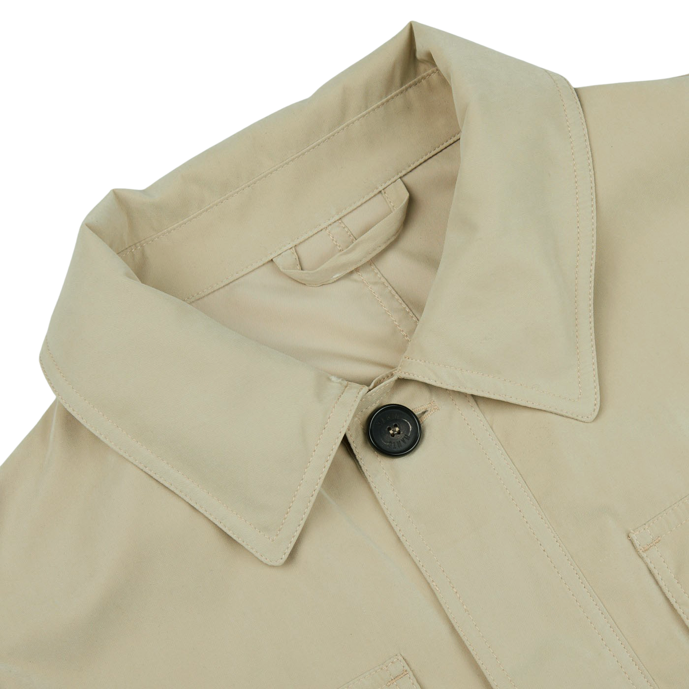 A Khaki Beige Ultrafine Microfiber Safari Jacket by Manto, wind and water-resistant, in a slim fit with buttons.