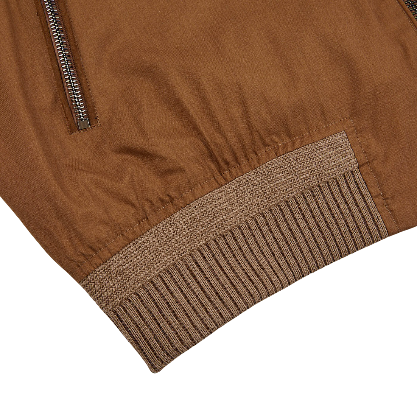 The back of a Tobacco Reversible Loro Piana Wool Silk Blouson jacket by Manto.