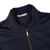 The Maurizio Baldassari Navy Water Repellent Pure Cashmere Gilet, made of cashmere, is shown on a white background.
