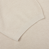 A close up of a Cream Beige Cotton Silk Polo Shirt by Mauro Ottaviani.