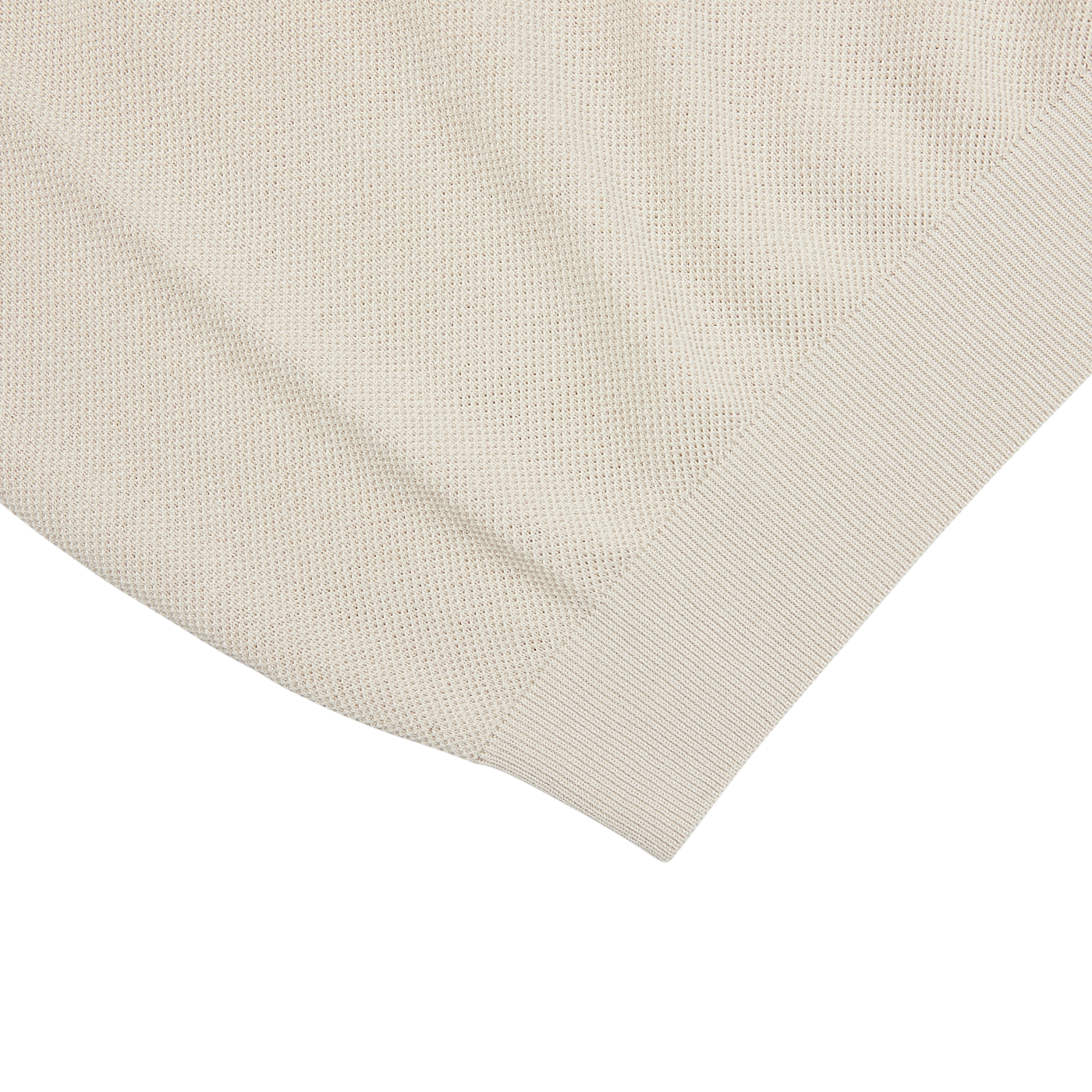 A close up of a Mauro Ottaviani Cream Beige Cotton Silk Polo Shirt on a white surface.