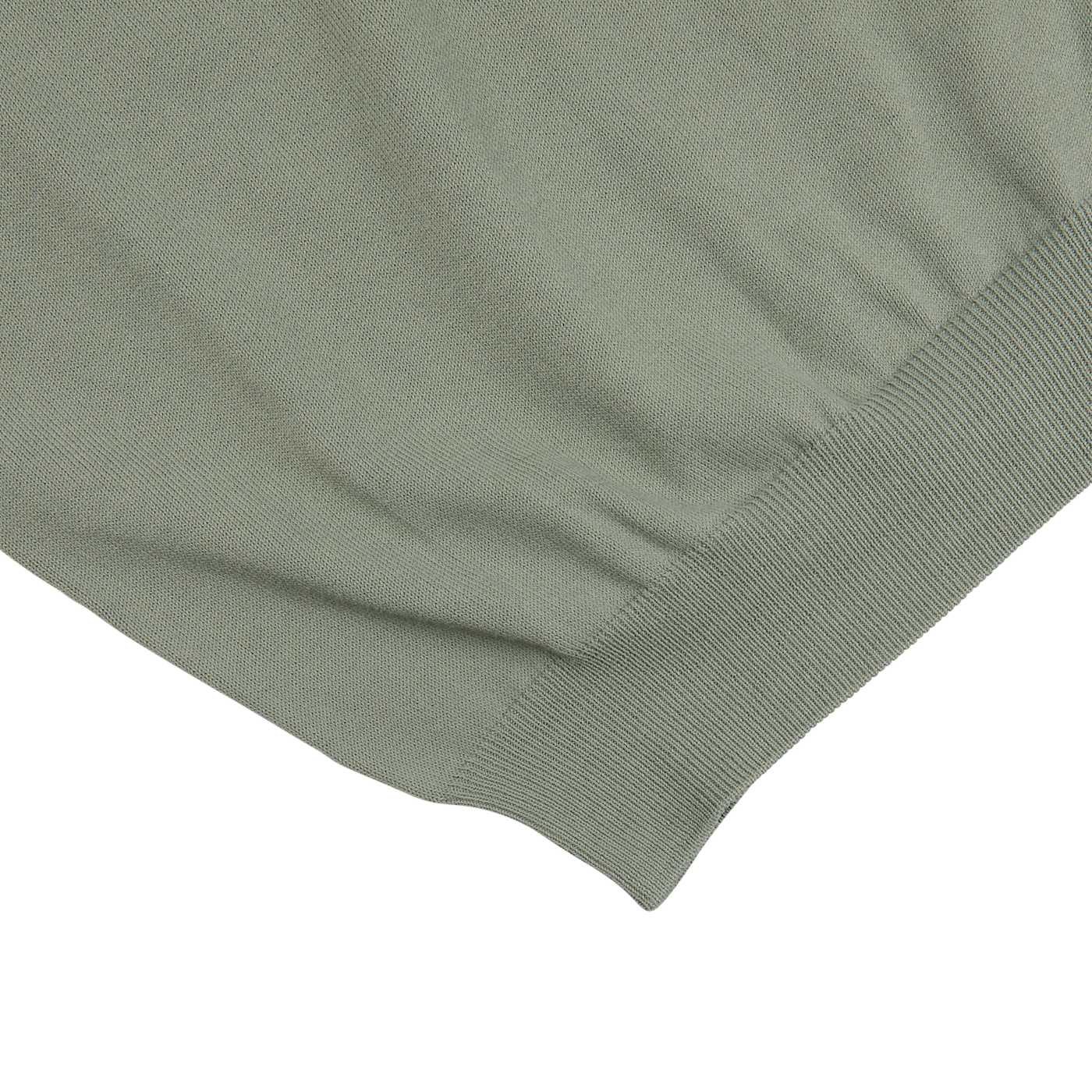 A close up of a Mauro Ottaviani Khaki Green Supima Cotton LS Polo Shirt.