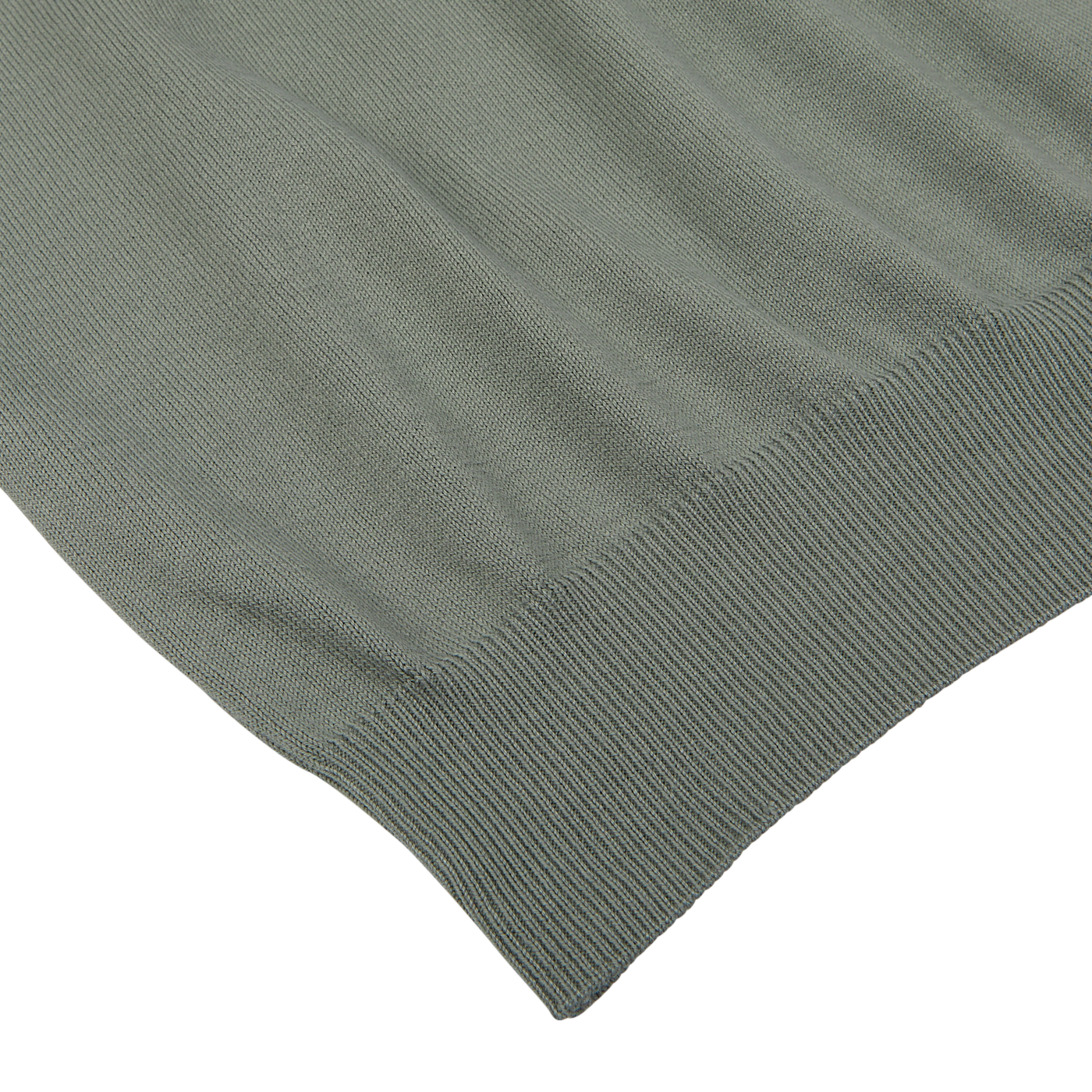 Khaki green knitted fabric with ribbed texture on a white background. could be replaced with: Mauro Ottaviani's Khaki Green Supima Cotton Polo Shirt crafted in a knitted fabric with ribbed texture on a white background.