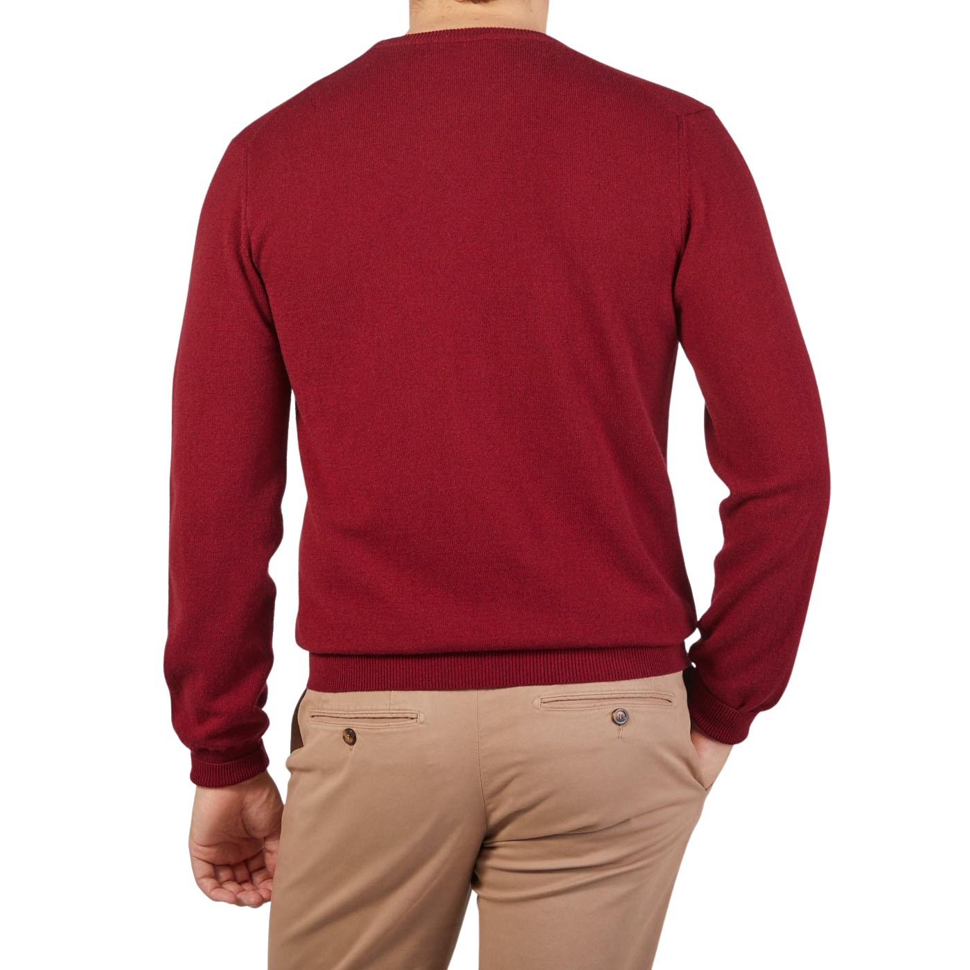 Piacenza Cashmere Muted Red Cashmere Crewneck Back