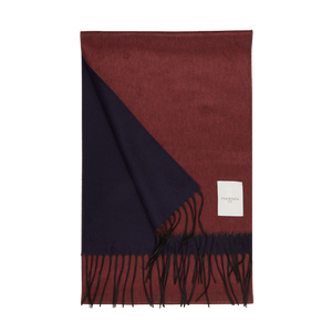 Piacenza Cashmere Navy Wine Two-Sided Silk Cashmere Scarf Feature