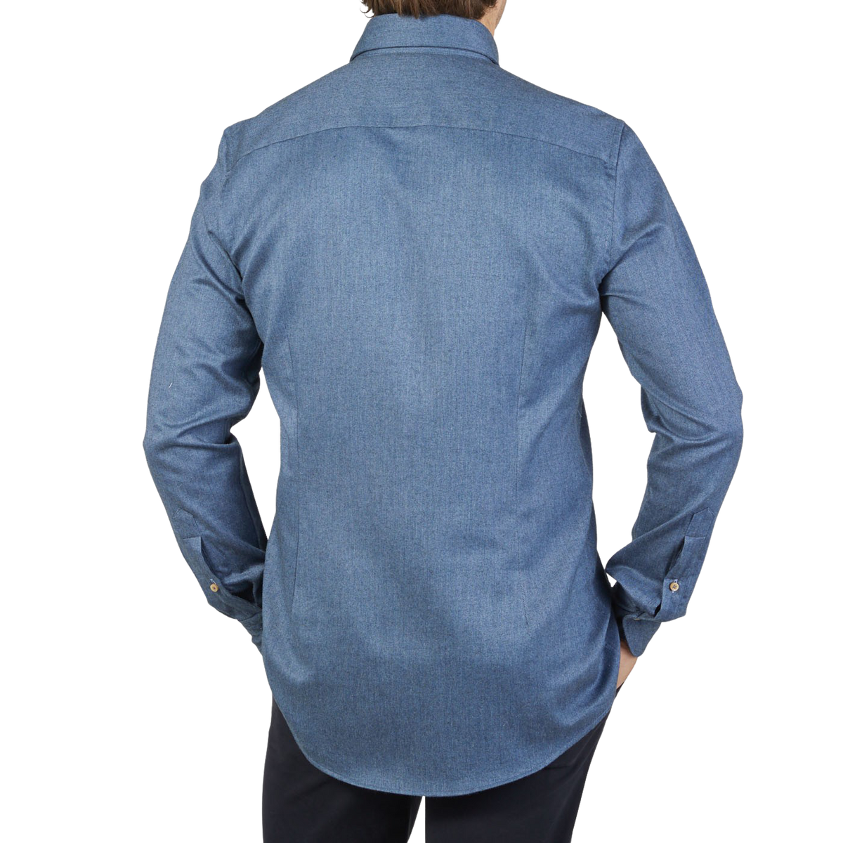 Stenströms | Blue Cotton Flannel Slimline BD Shirt