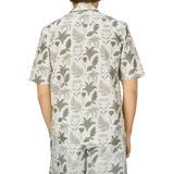 Sunspel Ecru Katie Scott Printed Hawaiian short sleeve resort shirt.